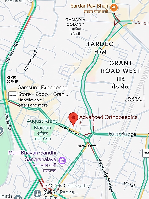 Map showing Advanced Orthopaedics location